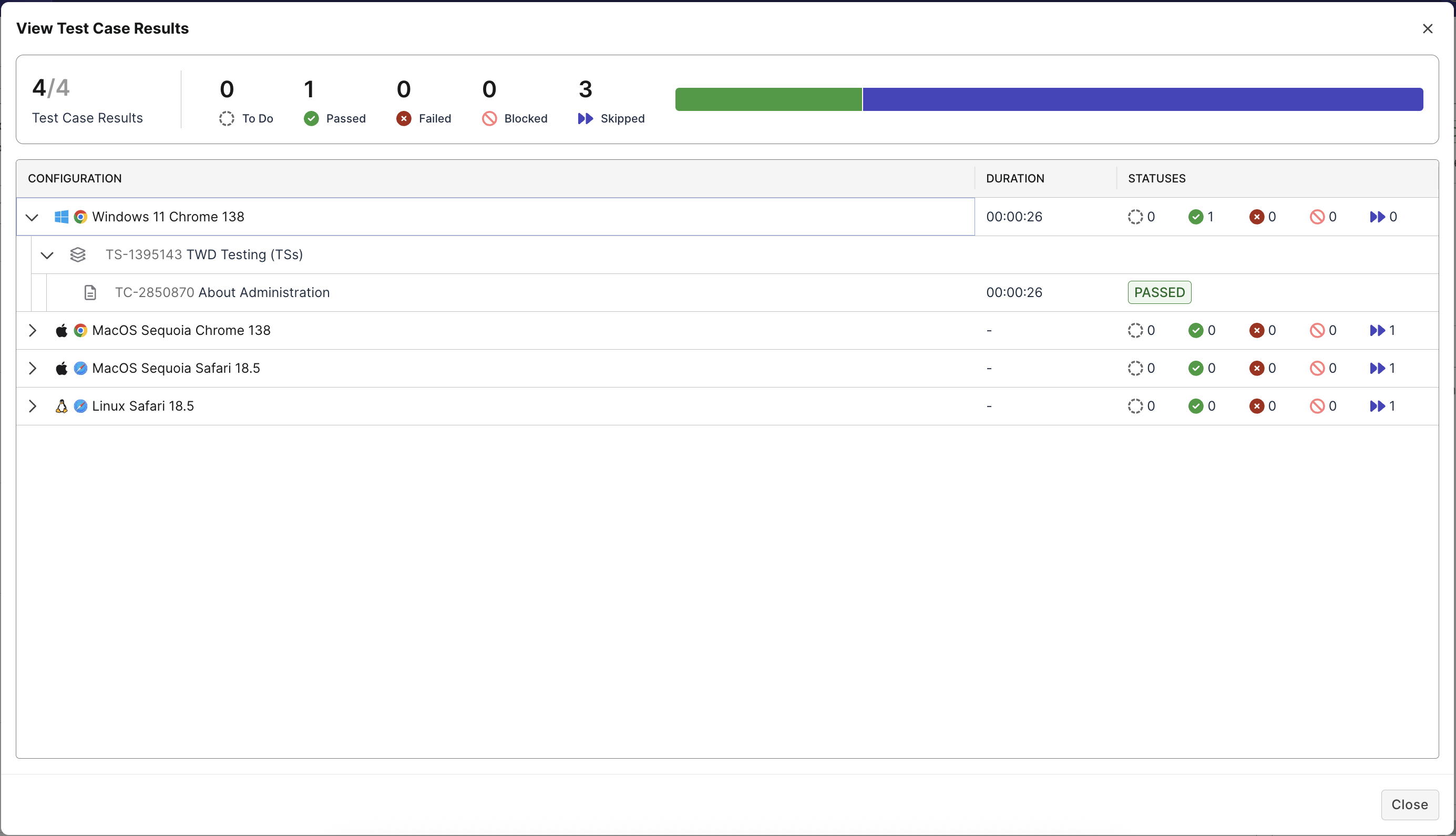 TO3 TestPak View Test Case Results
